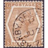 GREAT BRITAIN STAMPS : 1872 6d Deep Chestnut plate 11,