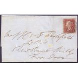 STAMPS : GREAT BRITAIN POSTAL HISTORY : 1855 Wrapper from Rochester to London with Penny Red C4