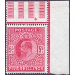 GREAT BRITAIN STAMPS : EDVII 1911 5/- Carmine Red,