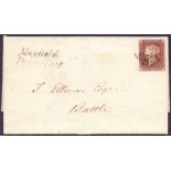 STAMPS : GREAT BRITAIN POSTAL HISTORY : 1842 small wrapper from Mayfield to Battle with four margin