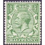 GREAT BRITAIN STAMPS : George V 1/2d M/M with white spot above Dolphins Mouth variety, SG 351 N14.o.