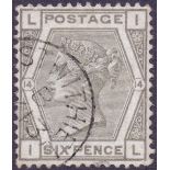 GREAT BRITAIN STAMPS : 1878 6d Grey Plate 14 (IL) very fine used with CDS SG 147