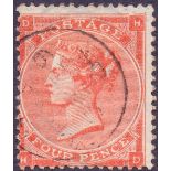 GREAT BRITAIN STAMPS : 1863 4d Bright Red,