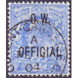 GREAT BRITAIN STAMPS : EDVII 1902 2 1/2d Ultramarine , O.W.