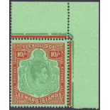 LEEWARD ISLANDS STAMPS : 1938 10/- Deep Green and Deep Vermilion Green.