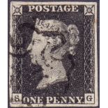 GREAT BRITAIN STAMPS: PENNY BLACK Plate 1b (SG) ,