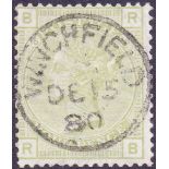 GREAT BRITAIN STAMPS : 1877 4d Sage Green plate 16,