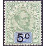 SARAWAK STAMPS : 1891 5c on 12c Green and Blue,