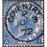 GREAT BRITAIN STAMPS : 1867 2/- Deep Blue, superb used,