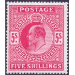 GREAT BRITAIN STAMPS : EDVII 1912 5/- Carmine Somerset House unmounted mint SG 318