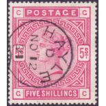 GREAT BRITAIN STAMPS : 1883 5/- Rose, superb used example,