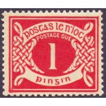 IRELAND STAMPS : 1925 1d carmine Postage Due lightly mounted mint, watermark inverted and reversed,