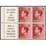 GREAT BRITAIN STAMPS : 1936 1 1/2d Red Brown superb mounted mint advert booklet pane "Universal