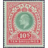 STAMPS : NATAL 1908 10/- Green and Red/G