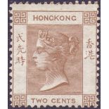 HONG KONG STAMPS : 1862 2c Brown, very l