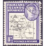 FALKLANDS STAMPS : 1946 1d Black and Vio