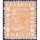 GOLD COAST STAMPS : 1875 6d Orange, moun