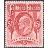 FALKLANDS STAMPS : 1904 5/- Red, lightly