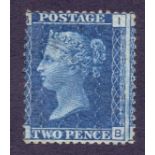 GREAT BRITAIN STAMPS : 1858 2d blue, pla