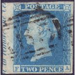 GRETA BRITAIN STAMP 1841 2d Blue plate 3 (FA).