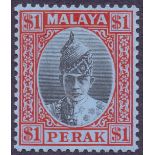 MALAYA STAMPS PERAK 1938 $1 Black and Red/Blue,