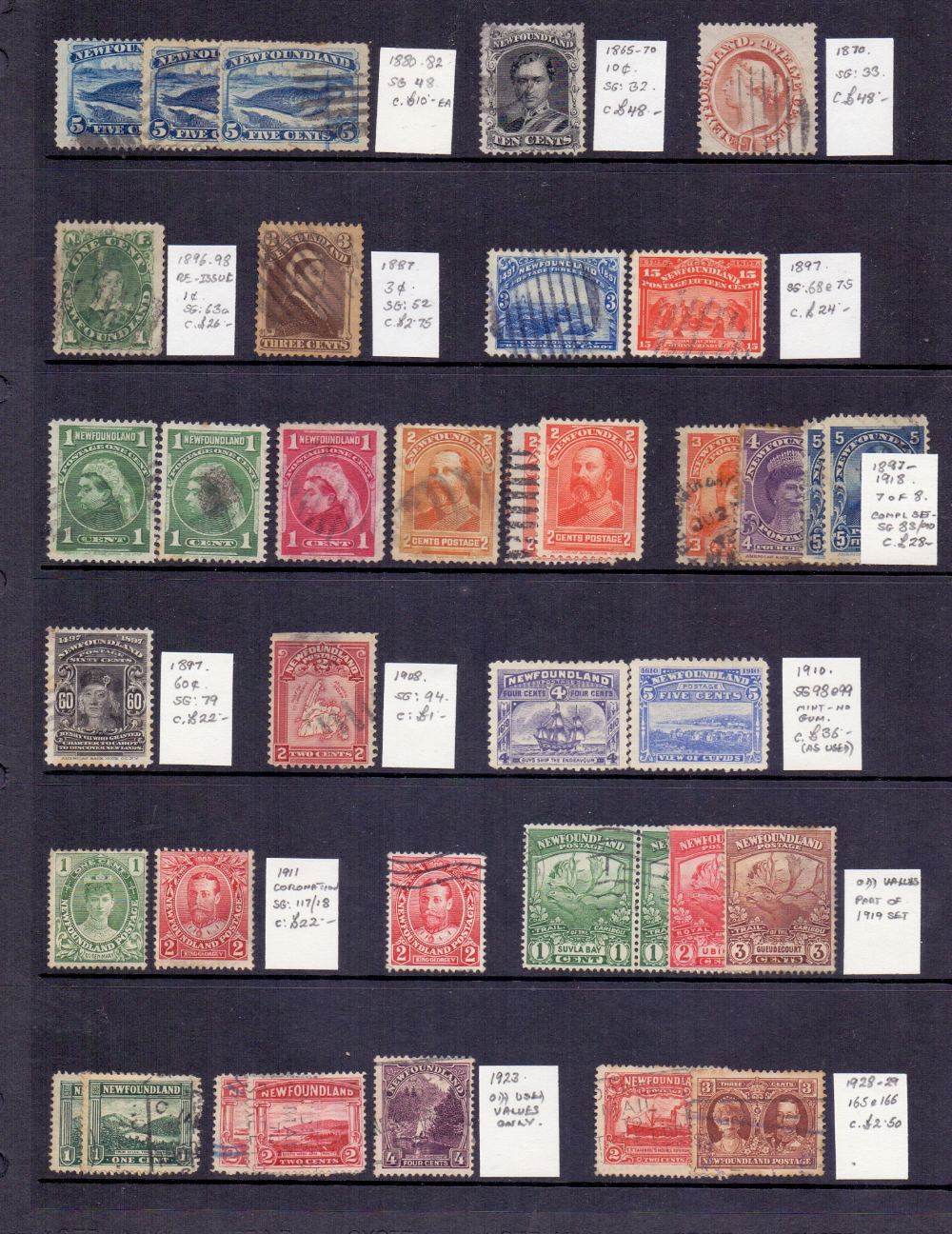 NEWFOUNDLAND STAMPS Accumulation on two stock pages with a range of mostly used issues.
