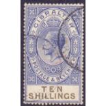 GIBRALTAR STAMPS 1925 10/- Deep Ultramarine and Black,