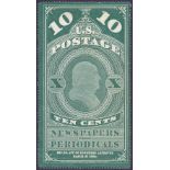 USA STAMPS 1865 10c Green Newspaper Stamp,