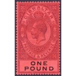 GIBRALTAR STAMPS 1912 £1 Dull Purple and Black/Red,