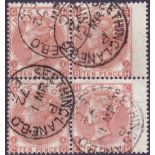 GREAT BRITIAN STAMP 1867 10d Pale Red Brown Plate 1, fine used block of four,