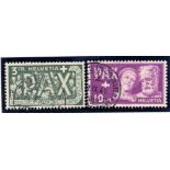 SWITZERLAND STAMPS 1945 Peace (PAX) 3Fr & 10Fr values fine used, SG 457 & 459.