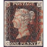 GREAT BRITAIN STAMP PENNY BLACK Plate 2 (CJ) ,