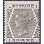 GREAT BRITAIN STAMP 1876 6d Grey plate 15 (IL) lightly mounted mint SG 147 Cat £500
