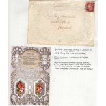 GRETA BRITAIN POSTAL HISTORY : Embossed Valentine type envelope with Penny Star stamp with