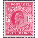 GREAT BRITAIN STAMP 1902 EDVII 5/- Bright Carmine,