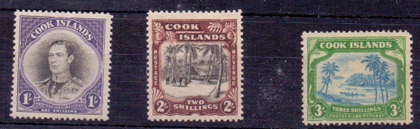 COOK ISLANDS STAMPS 1938 mounted mint set of 3 to 3/- SG 127-9