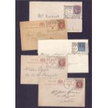 GREAT BRITAIN POSTAL HISTORY : Hoster Cancels on postcards and covers 1884-1893 (5 items)