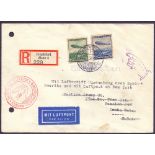 ZEPPELIN COVER : Two Hindenburg flown covers inc Olympic flight with cachet and a 1931 Graf