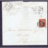 GREAT BRITAIN POSTAL HISTORY : 1843 Penny Red stamp,