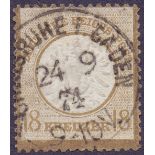 GERMANY STAMPS 1872 18k Bistre large shield used example with dated postmark, not expertised,