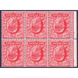 GREAT BRITAIN STAMPS 1902 1d Scarlet, unmounted mint booklet pane with INVERTED WMK,