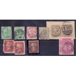 GREAT BRITAIN STAMPS : Stock card with various QV issues with CDS cancels including Penny Red Star