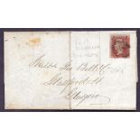 GREAT BRITAIN POSTAL HISTORY : 1855 1d Star perf 16 on entire wrapper from a Tea Merchant ( bill