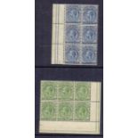FALKLANDS STAMPS GV unmounted mint blocks SG 43 and 46 plus a set of four covers each with a set of