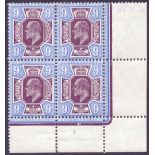 GREAT BRITAIN STAMP 1912 EDVII 9d Deep Plum and Blue,