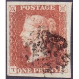GREAT BRITAIN STAMP 1841 1d Red Brown Plate 10 (TL).