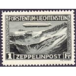 LIECHTENSTEIN STAMPS 1931 Graf Zeppelin M/M Air pair, SG 116-17.