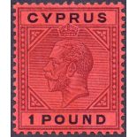 CYPRUS STAMPS 1923 £1 Purple and Black Red, lightly mounted mint SG 101,