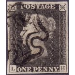 GREAT BRITAIN STAMP PENNY BLACK Plate 1b (LH) ,