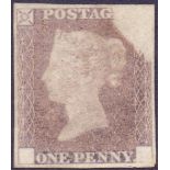 GREAT BRITAIN STAMP 1840 1d Rainbow Trial, fine example in Reddish Brown state 1,